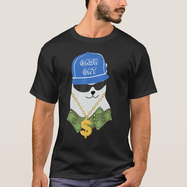Cash Cat Money Trending Meme Design T-Shirt (Front)
