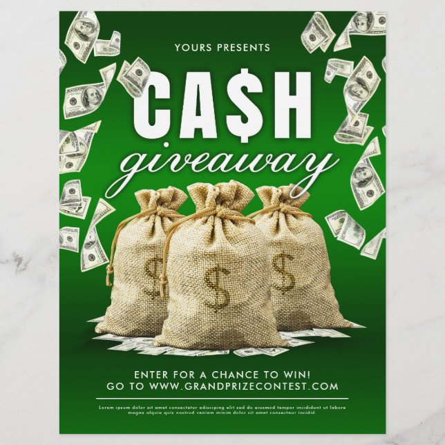 Cash Giveaway Contest Falling Money  Flyer (Front)