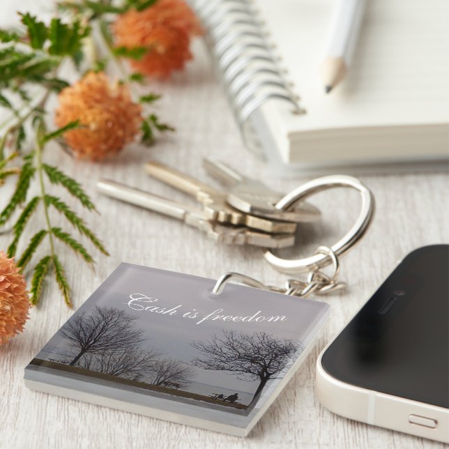 Cash is freedom keychain by RoseWrites (Front Right)