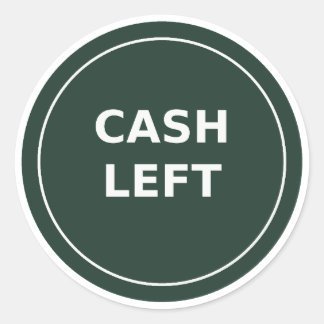 Cash Left Round Sticker