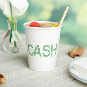 Cash Money Word Green Finance Paper Cups