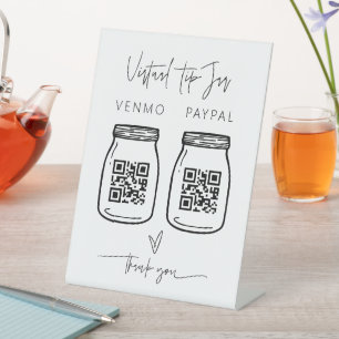 Cash Tips Sign Small Business Money Scan QR G400