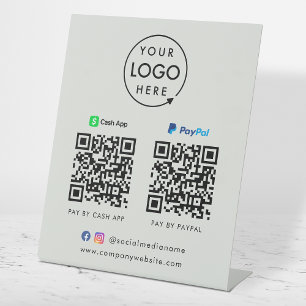 CashApp Paypal QR Code   Electronic Payment Grey Pedestal Sign