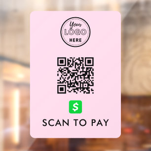 CashApp QR Code Scan to Pay Modern Logo Pink