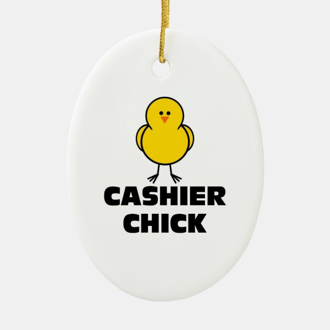 Cashier Chick Ceramic Tree Decoration (Front)