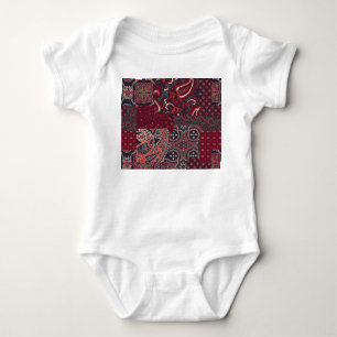 Cashmere Paisley Silk: Abstract Vintage Patchwork Baby Bodysuit