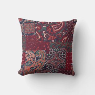 cashmere paisley silk fabric patchwork abstract vi cushion