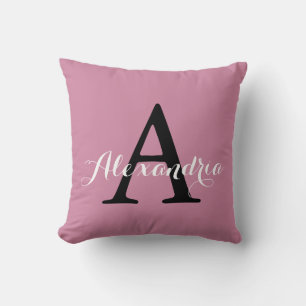 Cashmere Rose Soft Pink Solid Color Monogram Cushion