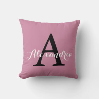 Cashmere Rose Soft Pink Solid Colour Monogram Cushion