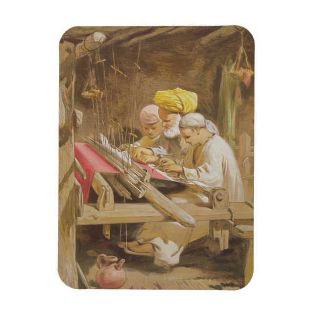 Cashmere Shawls: Weaving, 1863 (chromolitho) Magnet (Vertical)