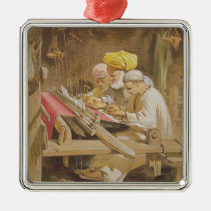 Cashmere Shawls: Weaving, 1863 (chromolitho) Metal Tree Decoration