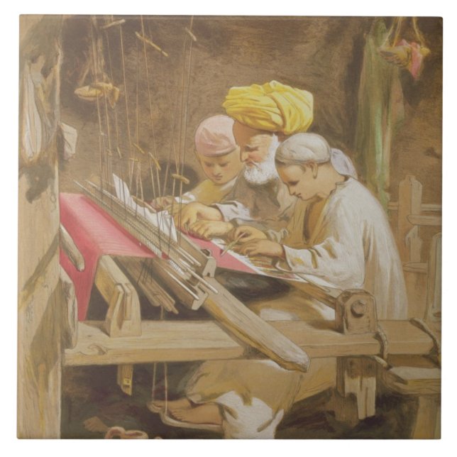 Cashmere Shawls: Weaving, 1863 (chromolitho) Tile (Front)