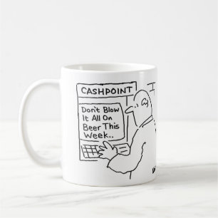 Cashpoint machine gives advice coffee mug