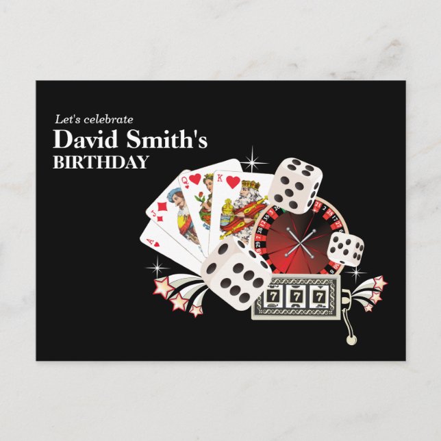 casino adult game birthday Postcard invitation (Front)