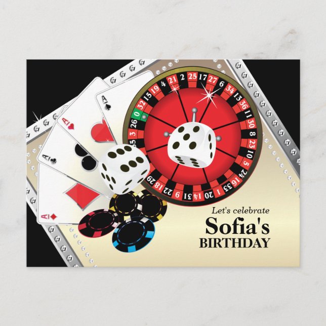 casino adult game birthday Postcard invitation (Front)