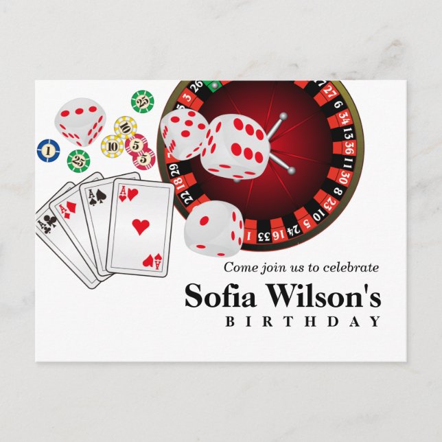 casino adult game birthday Postcard invitation (Front)