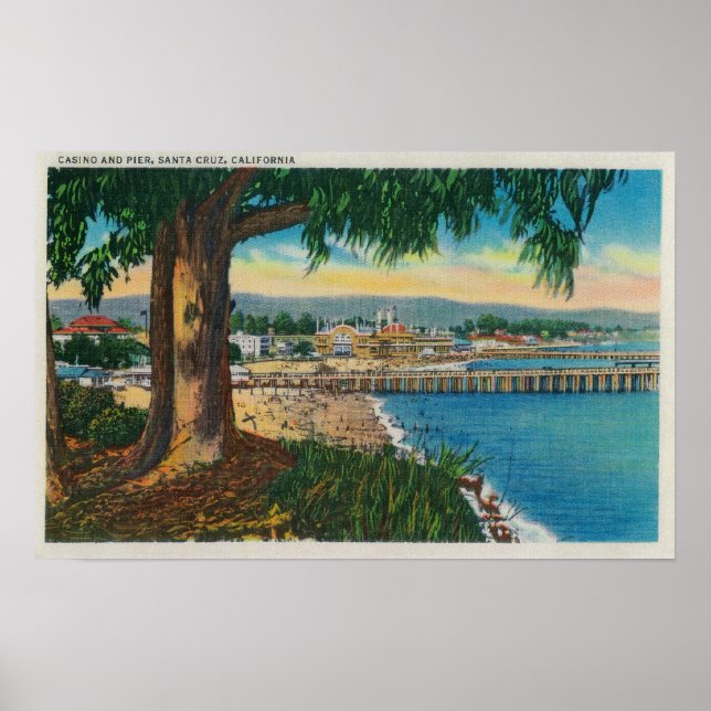 Casino and Pier, Santa CruzSanta Cruz, CA Poster (Front)