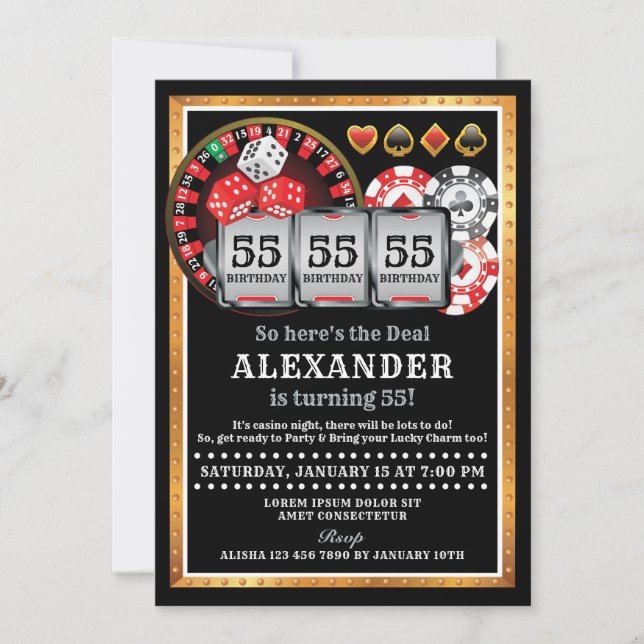 Casino Birthday Invitation (Front)