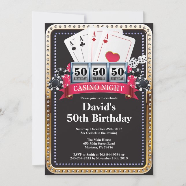 Casino Birthday Invitation Poker Playing Card (Front)