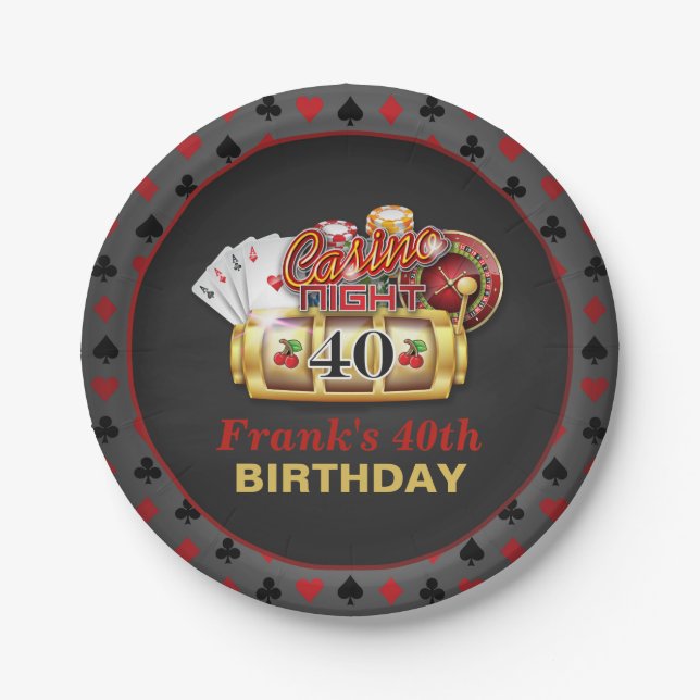 Casino Birthday Plate - 40th Birthday (Front)