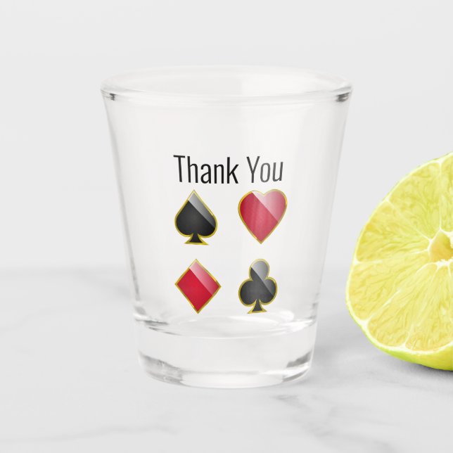 Casino Card Suits Wedding Favour Shot Glass (Front)