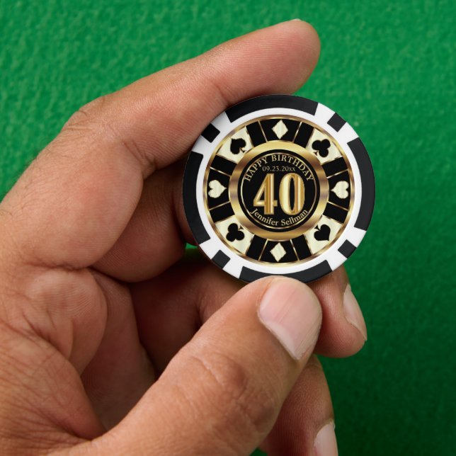 Casino Chip Las Vegas 40th Birthday - Cream (Hand)