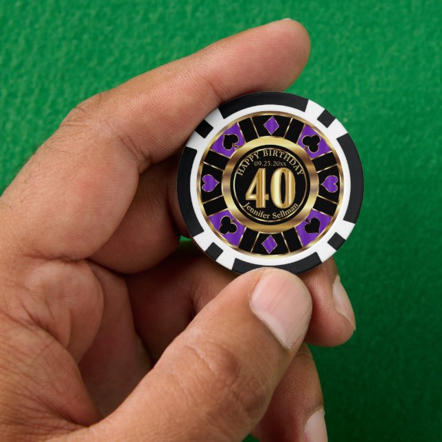 Casino Chip Las Vegas 40th Birthday - Purple (Hand)