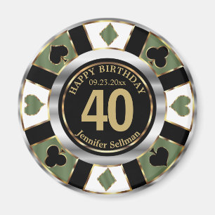 Casino Chip Las Vegas Birthday - Green Magnet