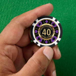 Casino Chip Las Vegas Birthday - Purple and Gold