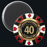 Casino Chip Las Vegas Birthday - Red Magnet<br><div class="desc">📌PLEASE READ!! Las Vegas Poker Chip Birthday in Pretty Red and Faux Gold Design Magnet. This design works well for any birthday such as a 21st birthday, 30th, 40th, 50th, 60th, 70th birthday also... .make it any age you like. ✔Note: Not all template areas need changed. 📌If you need further...</div>