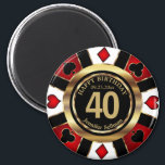 Casino Chip Las Vegas Birthday - Red Magnet<br><div class="desc">📌PLEASE READ!! Las Vegas Poker Chip Birthday in Pretty Red and Faux Gold Design Magnet. This design works well for any birthday such as a 21st birthday, 30th, 40th, 50th, 60th, 70th birthday also... .make it any age you like. ✔Note: Not all template areas need changed. 📌If you need further...</div>