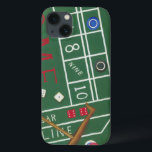 Casino Craps Table with Chips and Dice iPhone 13 Case<br><div class="desc">Make sure Lady Luck is on your side with this painting of a craps table by Chariklia Zarris. The dice have been thrown and are being collected,  along with any losing bets. Put this action filled print on your wall today!</div>
