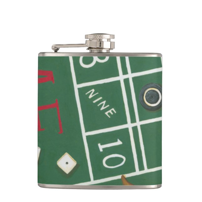 Casino Craps Table with Chips and Dice Hip Flask (Front)