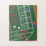 Casino Craps Table with Chips and Dice Jigsaw Puzzle<br><div class="desc">Make sure Lady Luck is on your side with this painting of a craps table by Chariklia Zarris. The dice have been thrown and are being collected,  along with any losing bets. Put this action filled print on your wall today!</div>