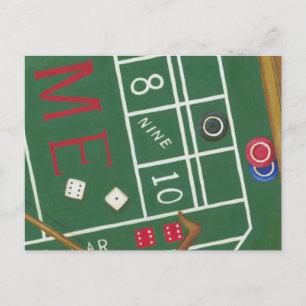 Casino Craps Table with Chips and Dice Postcard