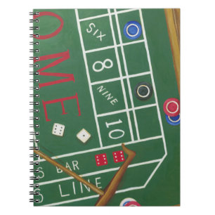 Casino Craps Table with Chips and Dice Spiral Notebook
