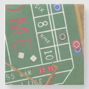 Casino Craps Table with Chips and Dice Stone Coaster