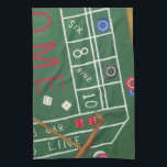 Casino Craps Table with Chips and Dice Tea Towel<br><div class="desc">Make sure Lady Luck is on your side with this painting of a craps table by Chariklia Zarris. The dice have been thrown and are being collected,  along with any losing bets. Put this action filled print on your wall today!</div>