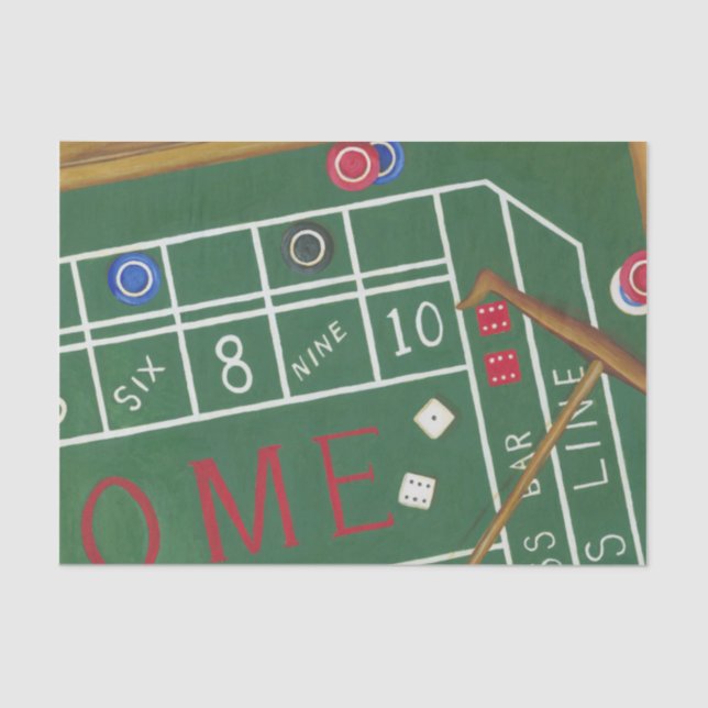 Casino Craps Table with Chips and Dice Tissue Paper (Front)