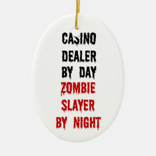 Casino Dealer Zombie Slayer Ceramic Tree Decoration