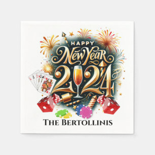 Casino Gambling Happy New Year Napkin