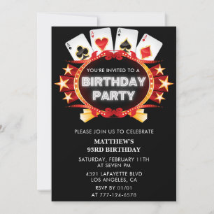Casino Gambling Las vegas Poker 93rd birthday Invitation