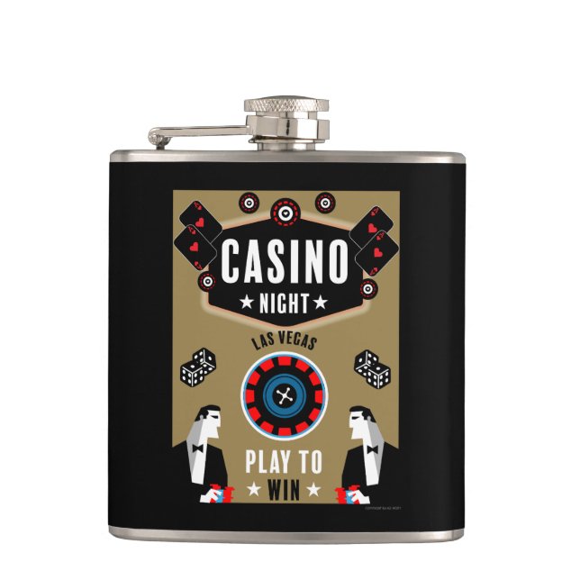 Casino Gambling Poker Roulette  Hip Flask (Front)