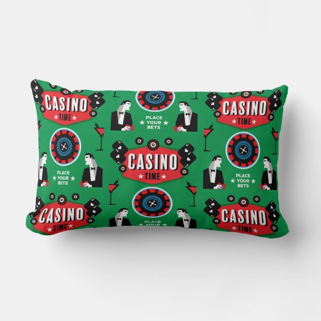 Casino Gambling Poker Roulette  Lumbar Cushion (Front)