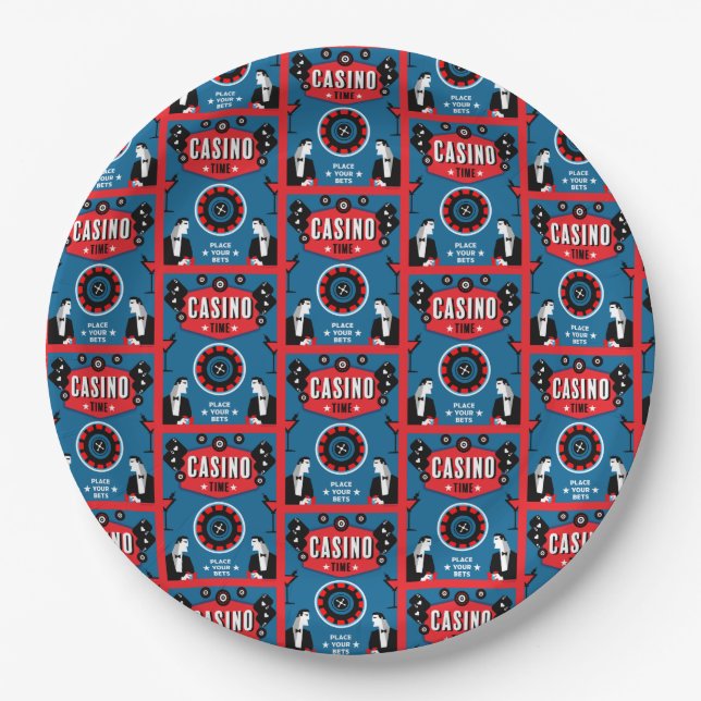 Casino Gambling Poker Roulette  Paper Plate (Front)