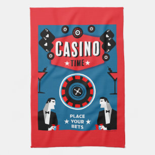 Casino Gambling Poker Roulette Tea Towel