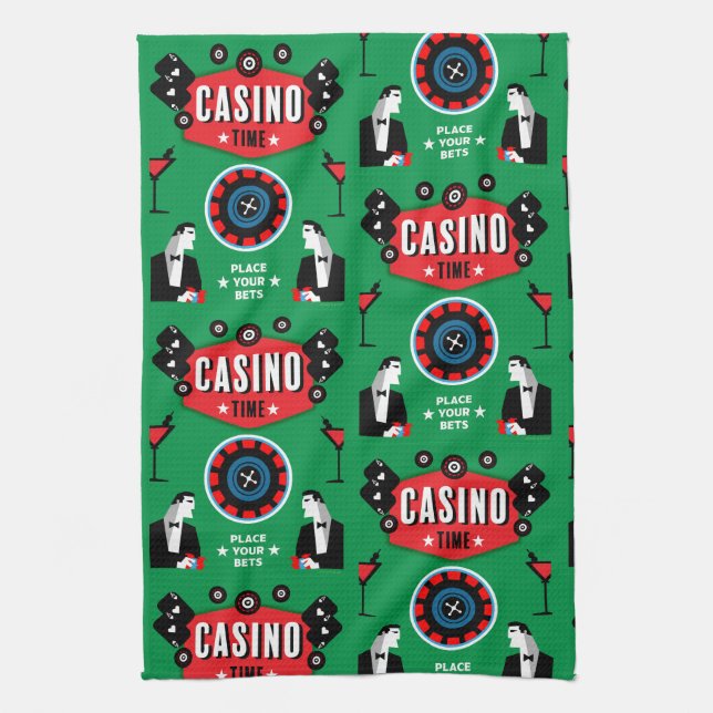 Casino Gambling Poker Roulette  Tea Towel (Vertical)