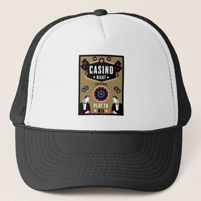 Casino Gambling Poker Roulette  Trucker Hat (Front)