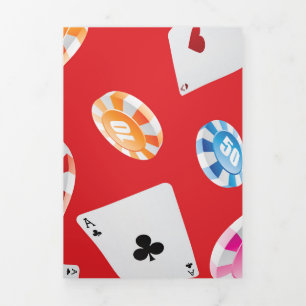 Casino, Games accessories pattern 5 Tri-Fold Holiday Card