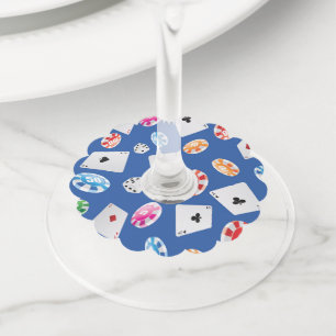 Casino, Games accessories pattern 6 Wine Glass Tag